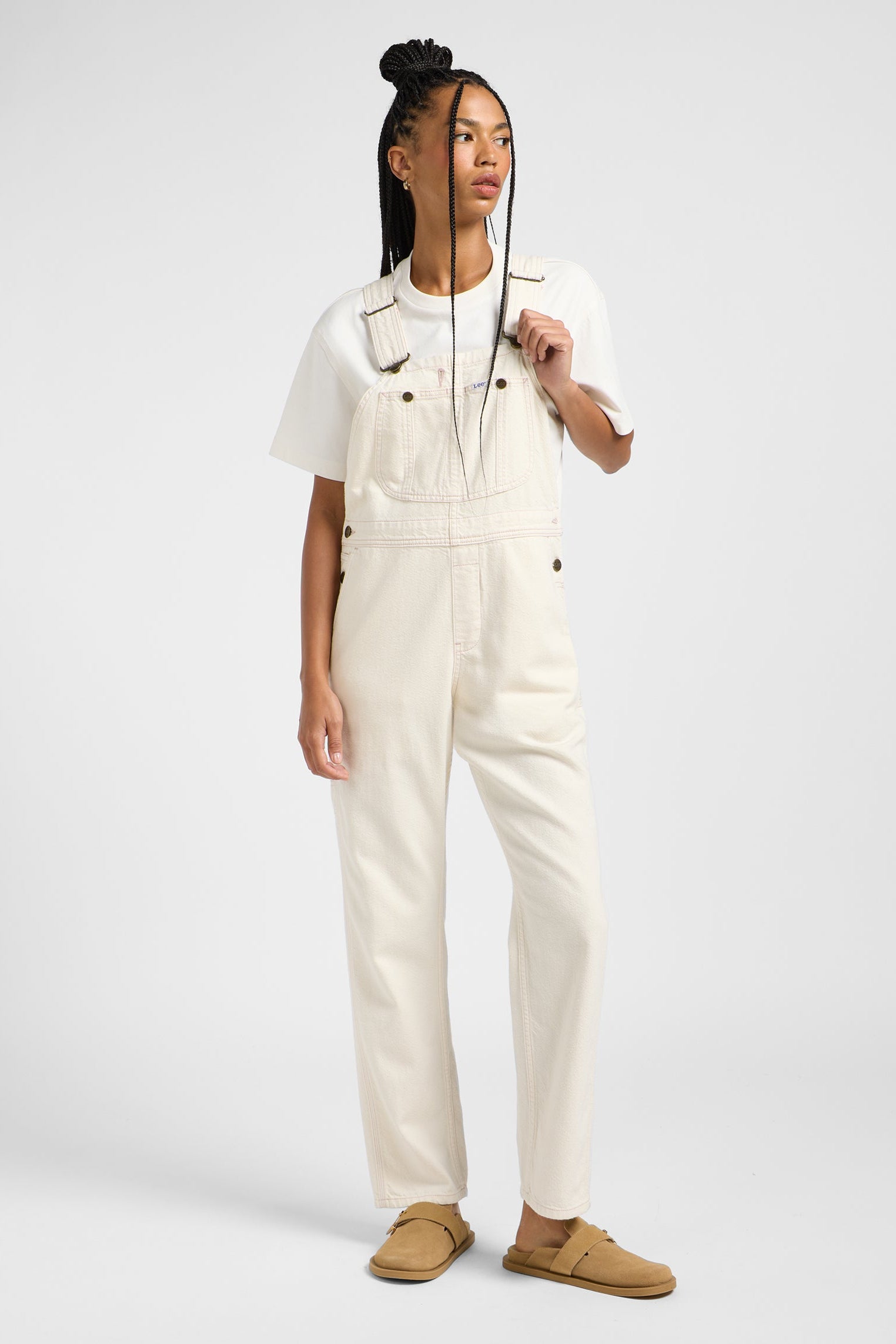 Straight Bib buksedragt - Ecru